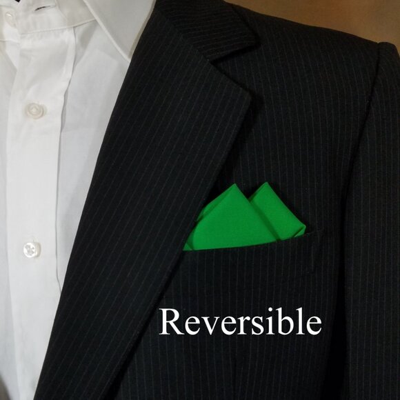 New - Grass Green Cotton Pre-Folded Pocket Square Handkerchief Insert - Picture 6 of 7